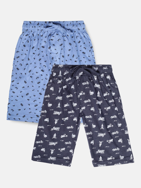 

Urban Dog Boys Navy Blue Conversational Printed Mid-Rise Regular Shorts