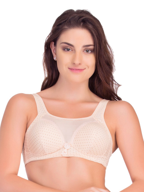 

Clovia Cream-Coloured Polka Dot Print Full-Coverage Bra with Sheer Panel BR0569P2436