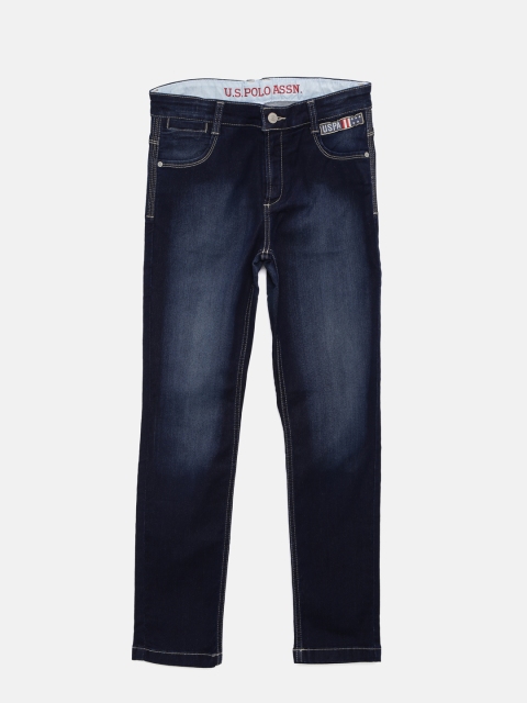 

U.S. Polo Assn. Kids Boys Navy Slim Fit Mid-Rise Clean Look Jeans, Navy blue