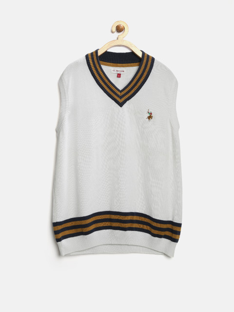 

U.S. Polo Assn. Kids Boys White Sleeveless Sweater