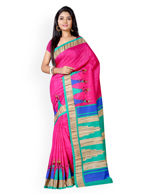 

Saree mall Pink Bhagalpuri Art Silk Printed Saree