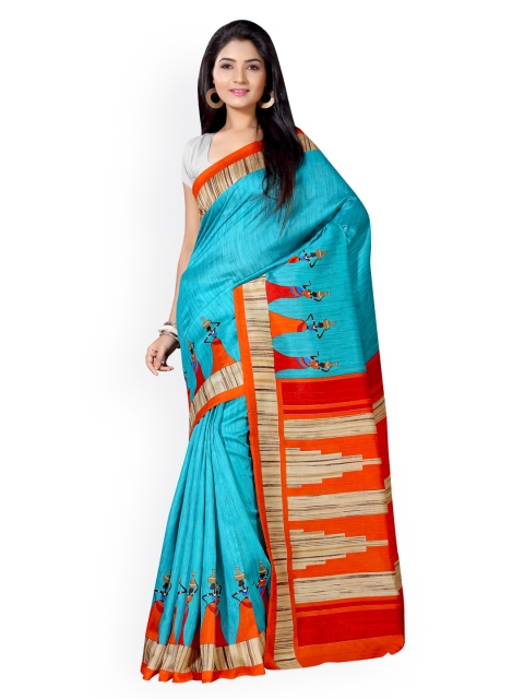 

Saree mall Blue Bhagalpuri Art Silk Printed Saree