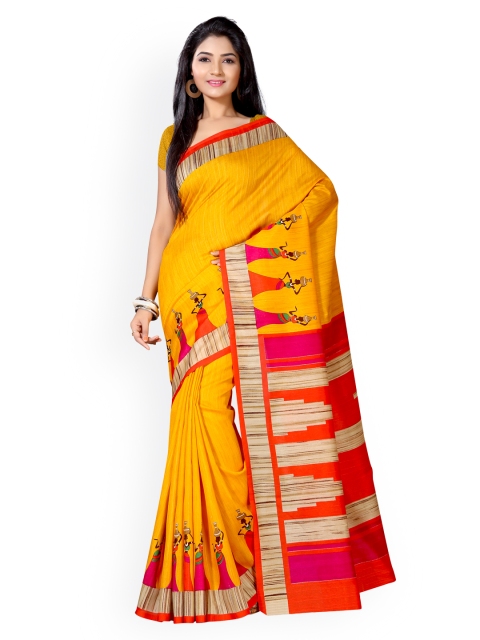 

Saree mall Yellow Bhagalpuri Art Silk Printed Saree