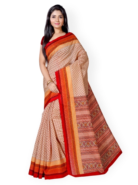 

Saree mall Beige & Maroon Bhagalpuri Art Silk Printed Saree
