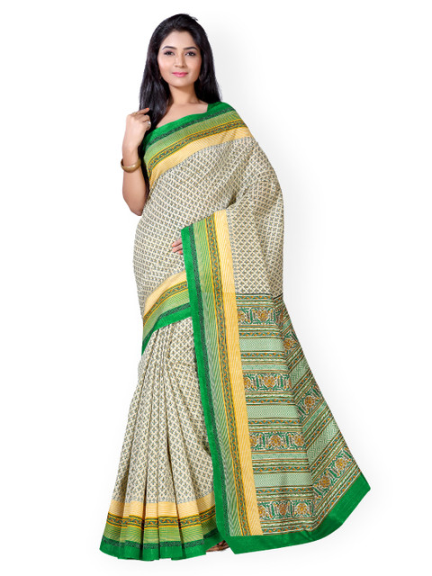 

Saree mall Beige & Green Bhagalpuri Art Silk Printed Saree