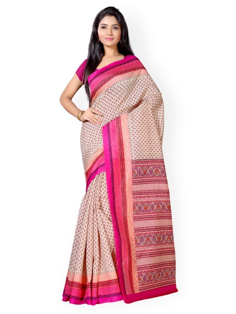 

Saree mall Beige & Pink Bhagalpuri Art Silk Printed Saree