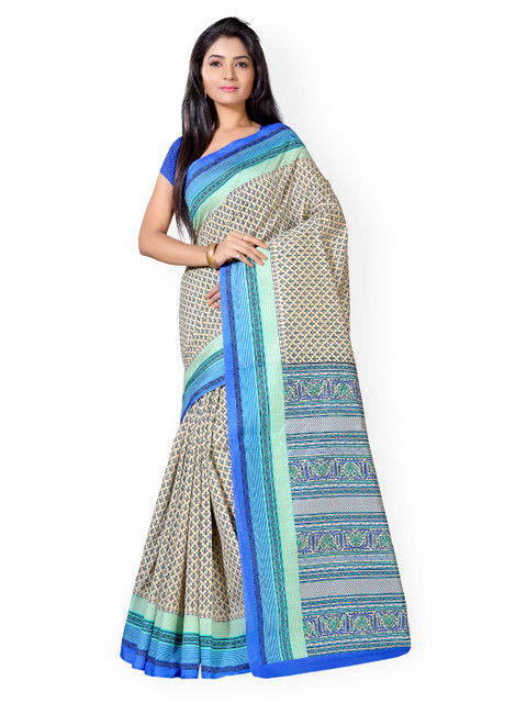 

Saree mall Beige & Blue Bhagalpuri Art Silk Printed Saree