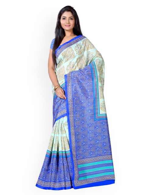 

Saree mall Sea Green & Blue Bhagalpuri Art Silk Printed Saree