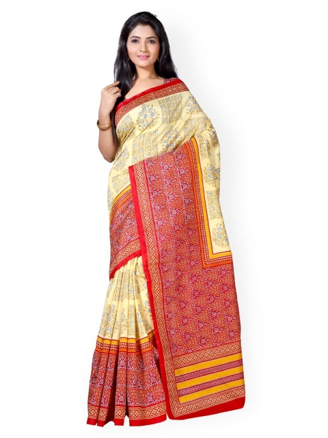 

Saree mall Yellow & Red Bhagalpuri Art Silk Printed Saree