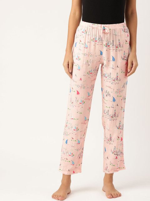 

MADAME M SECRET Women Pink & Blue Print Lounge Pants