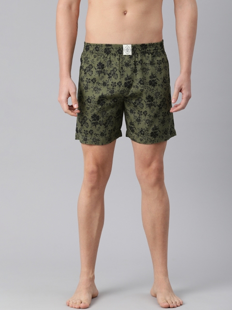 

abof Men Green & Black Pure Cotton Printed Boxers BOS21AMCWBS1835768