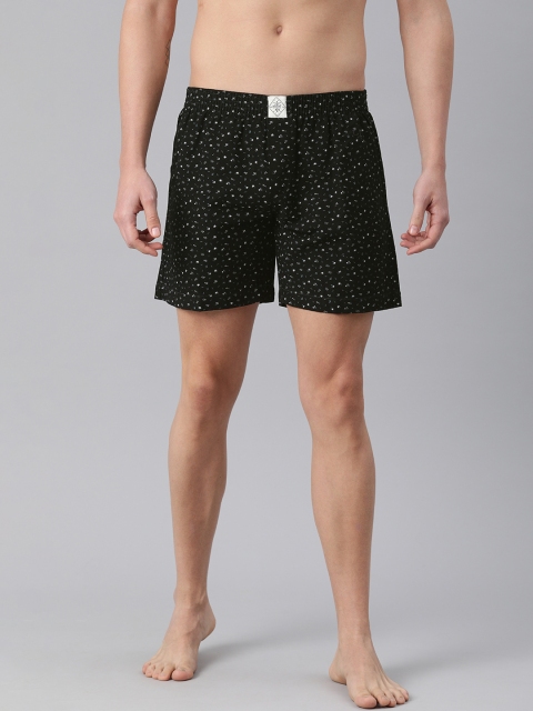 

abof Men Black & White Floral Printed Regular Fit Pure Cotton Boxers