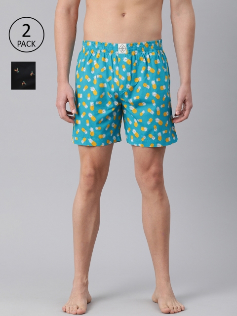 

abof Men Pack Of 2 Pure Cotton Printed Boxers BOS21AMCWBS1869238, Blue