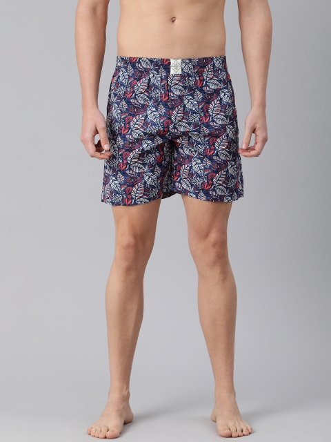 

abof Men Navy Blue Pure Cotton Printed Boxers BOS21AMCWBS1851342