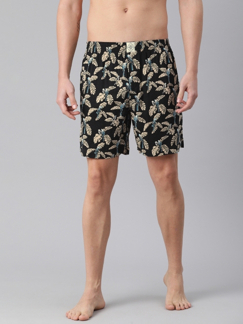 

abof Men Black & Beige Pure Cotton Printed Boxers BOS21AMCWBS1825342