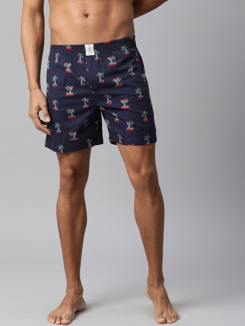 

abof Men Navy Blue Pure Cotton Regular Fit Printed Boxers BOS21AMCWBS1834768