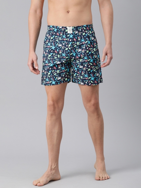 

abof Men Navy Blue & Sea Green Printed Regular Fit Pure Cotton Boxers