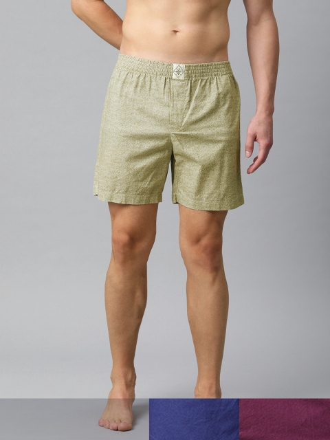 

abof Men Pack of 3 Loose Fit Pure Cotton Boxers BOS21AMCWBS1909342, Green