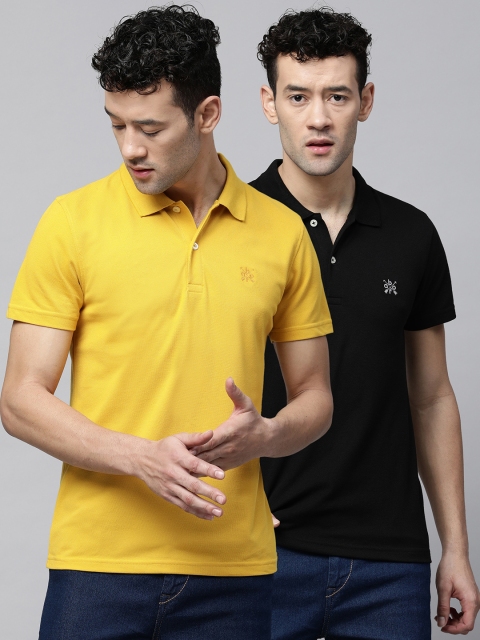 

abof Men Pack of 2 Polo Collar T-shirt, Mustard