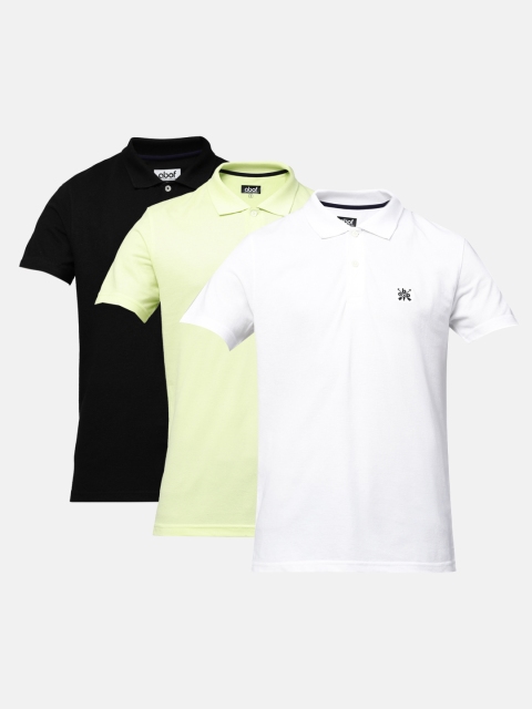 

abof Men Pack of 3 Polo Collar T-shirt, Black