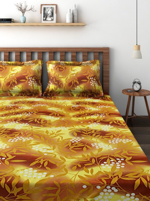 

Raymond Home Brown & Yellow 210 TC Cotton Double Bedsheet with 2 Pillow Covers