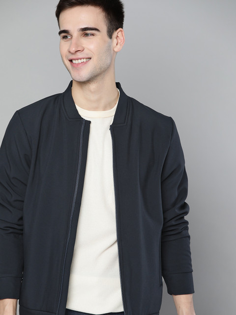 

Mast & Harbour Men Navy Blue Solid Padded Jacket