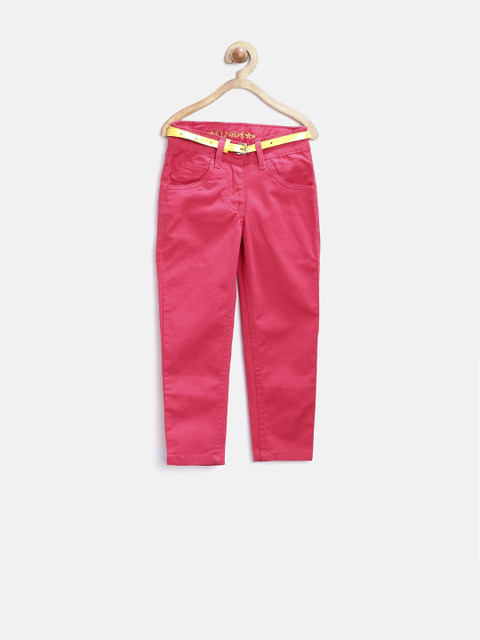 

612 league Girls Pink Flat-Front Trousers
