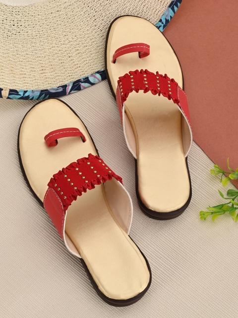 

Trendigo Women Red Embellished One Toe Flats