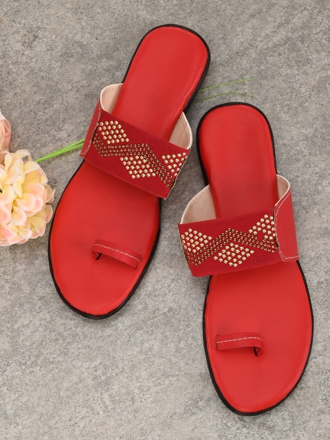 

Trendigo Women Red Embellished One Toe Flats