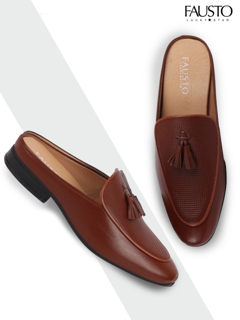 

FAUSTO Men Tan Leather Mules