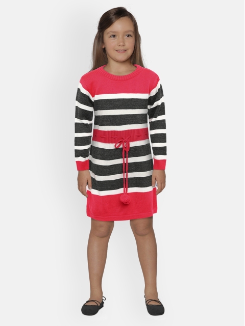 

612 league Girls Grey Striped Sweater Dress