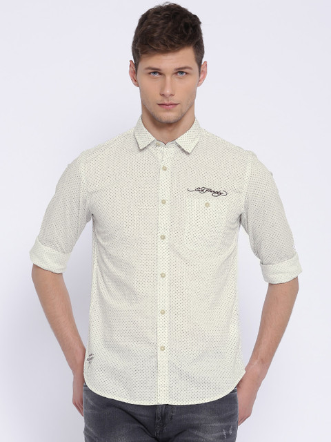 

Ed Hardy Off-White Printed Casual Shirt