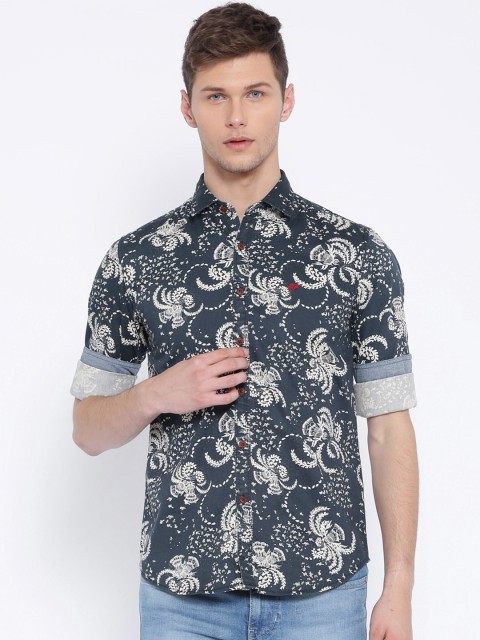 

Ed Hardy Navy Floral Print Casual Shirt, Navy blue