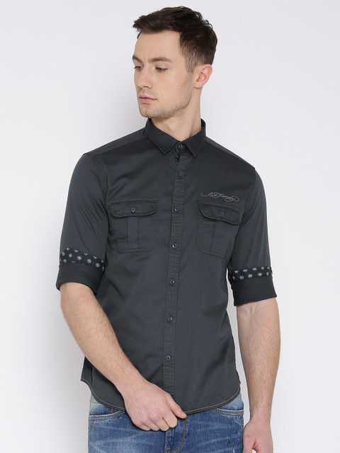 

Ed Hardy Charcoal Grey Casual Shirt
