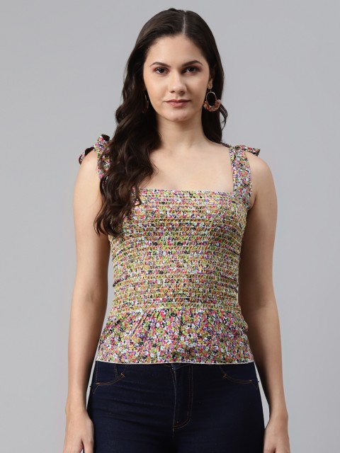 

I AM FOR YOU Multicoloured Floral Fitted Top, Multi
