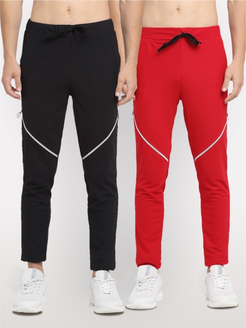 

NEUDIS Men Pack Of 2 Solid Slim Fit Track Pants, Black