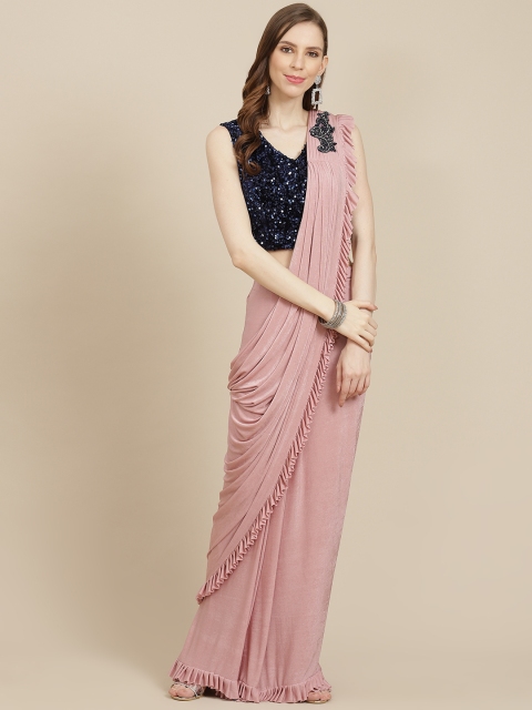 

Grancy Pink Solid Ready to Wear Saree