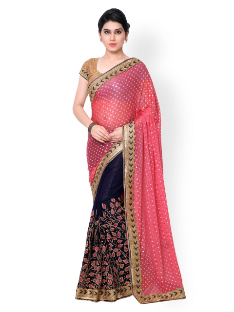 

Kvsfab Pink & Blue Georgette Embellished Saree