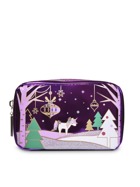 

Bath & Body Works Purple Holiday Scene Cosmetic Bag