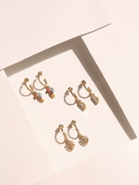 

Accessorize Set of 3 Multi- coloured Contemporary Half Hoop Earrings