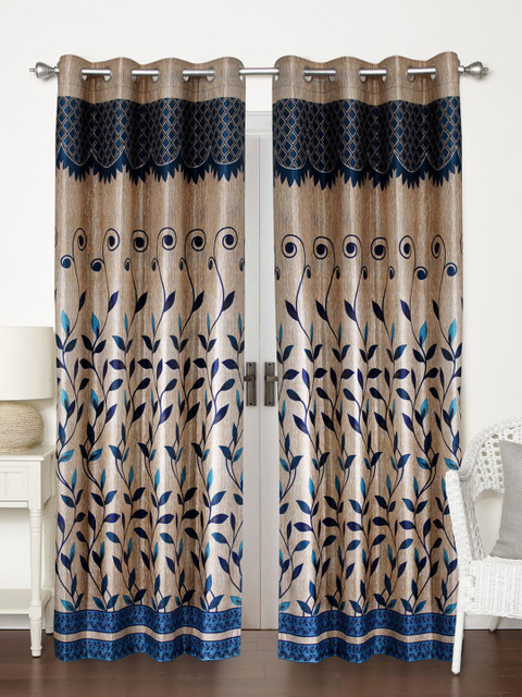 

Home Sizzler Beige & Blue Set of 2 Floral Door Curtain