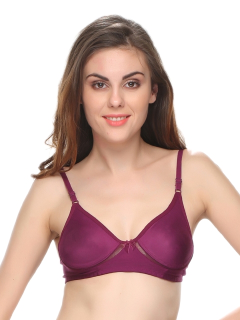

Clovia Cotton Rich Non Padded Wirefree T-Shirt Bra In Purple
