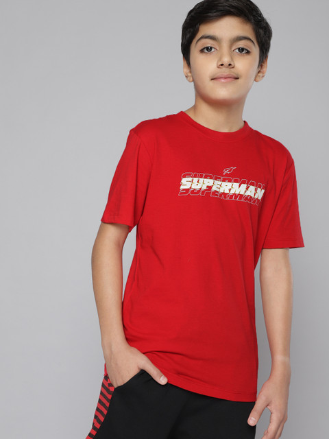 

Kook N Keech Superman Teens Boys Red Typography Pure Cotton T-shirt