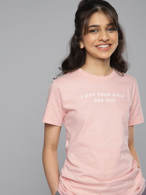 

Dexter by Kook N Keech Teens Girls Peach-Coloured Pure Cotton Printed Pure Cotton T-shirt