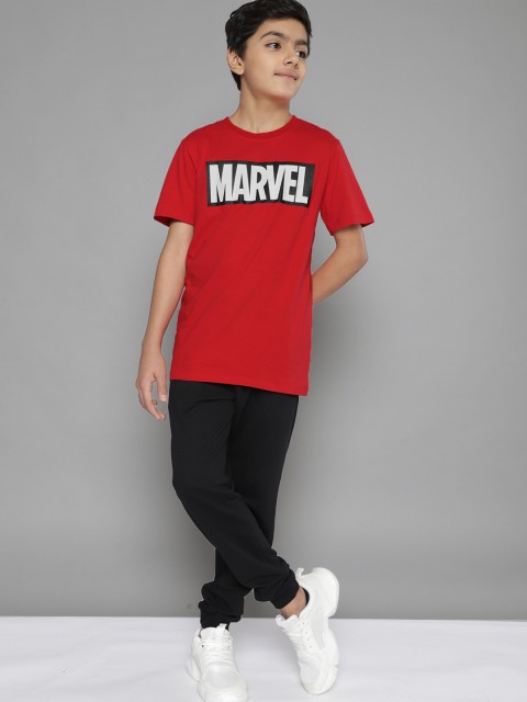 

Kook N Keech Marvel Teens Boys Red & White Typography Printed Pure Cotton T-shirt