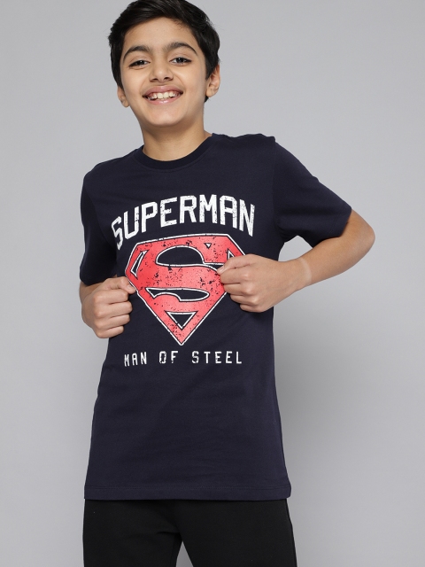 

Kook N Keech Superman Teens Boys Navy Blue Pure Cotton Printed Pure Cotton T-shirt
