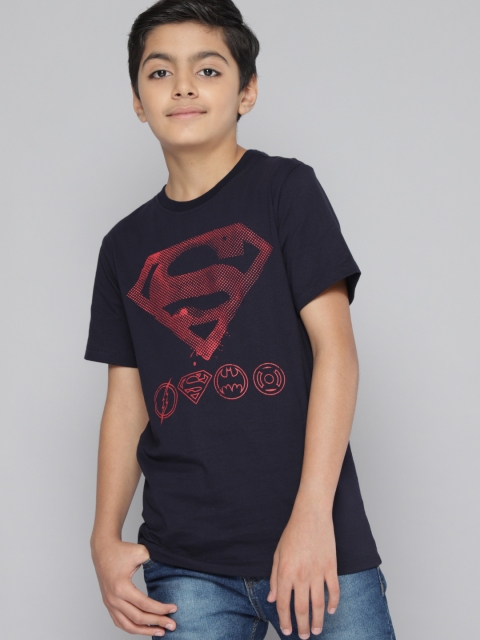 

Kook N Keech Superman Teens Boys Navy Blue Superman Printed Pure Cotton T-shirt
