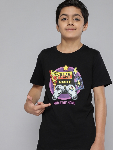 

Kook N Keech Teens Boys Black Printed Pure Cotton T-shirt