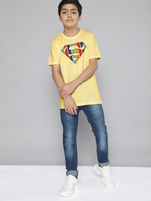 

Kook N Keech Superman Teens Boys Yellow Superman Printed Pure Cotton T-shirt