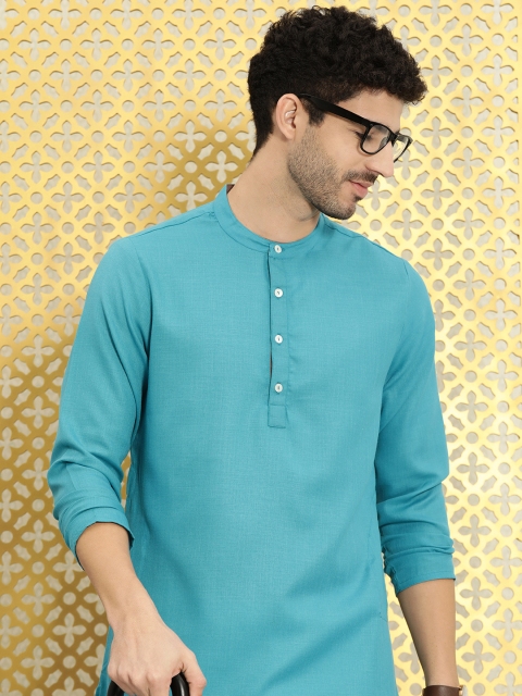 

Ode by House of Pataudi Men Blue Rozana Kurta